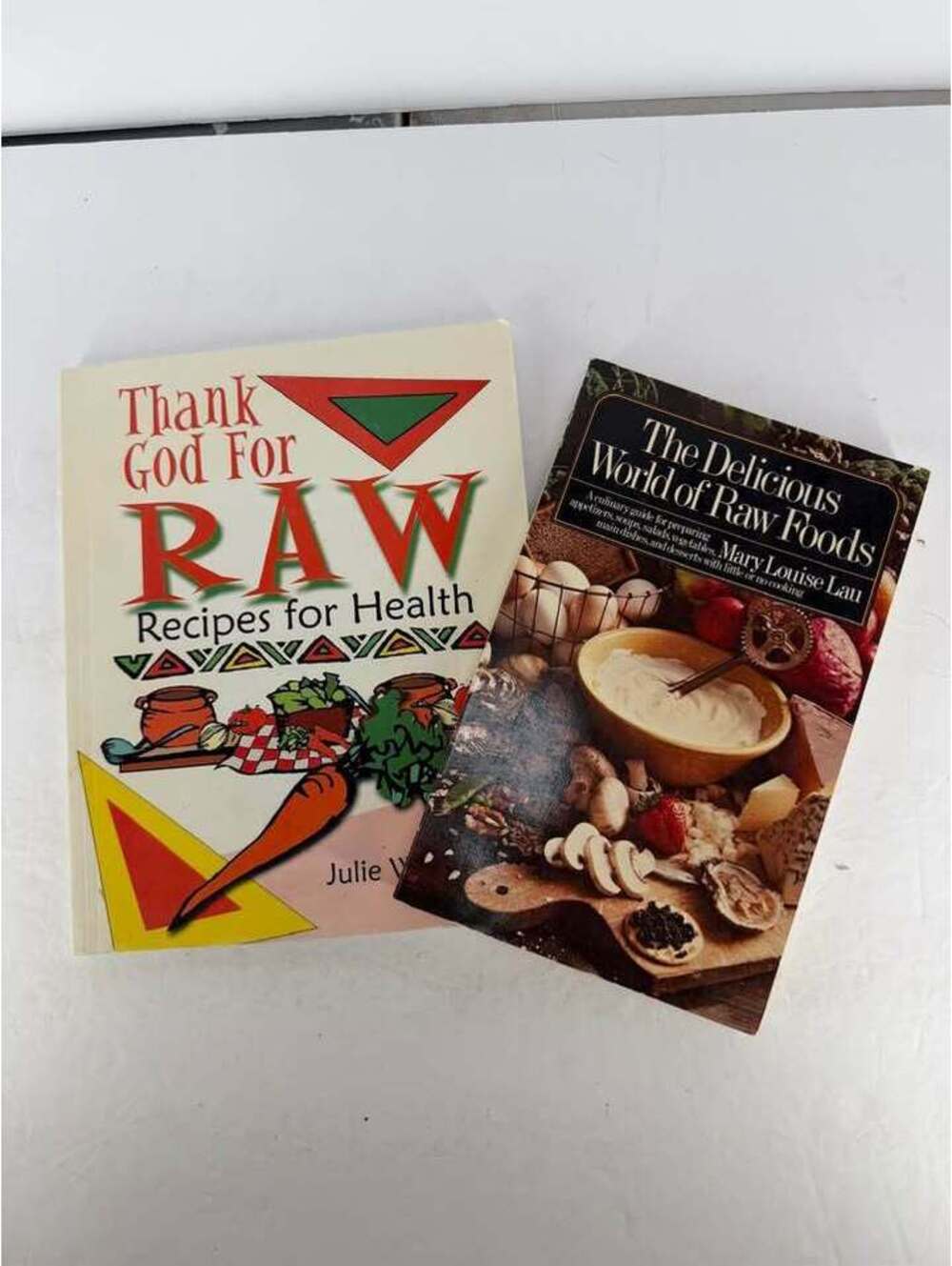 Raw Food Cookbook Lot: Thank God For Raw & The Delicious World of Raw Foods
